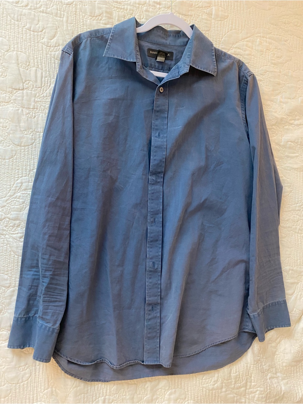 Banana Republic Garment-Dyed Blue Cotton Button-Down Shirt